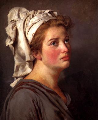 戴头巾的年轻女子的画像