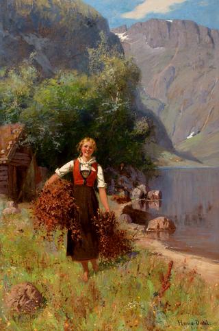 Girl in a Fjord Landscape