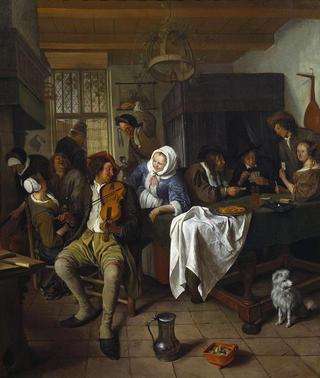 Interior of a Tavern with Card Players and a Violin Player