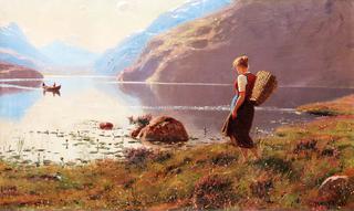 A young girl in a fjordlandscape