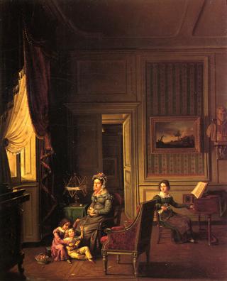 Madame de Vaugelas, Marquise de Marniolas and Her Children in an Interior