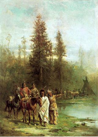 Indians by a River Bank