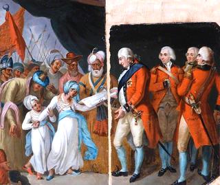 Lord Cornwallis Receiving the Sons of Tipu as Hostages (oil sketch)