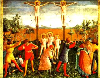 Saint Cosmas and Saint Damian Crucifixed and Stoned (San Marco Altarpiece)