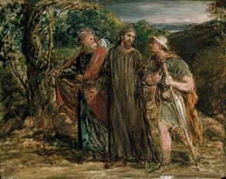 “在去以马忤斯的旅程中基督对两个门徒显现”素描
