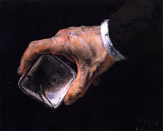 Hand Holding a Paint Dish
