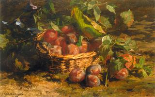 Still-life with Plums in a Basket