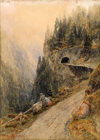 瑞士阿尔卑斯山的徒步旅行者