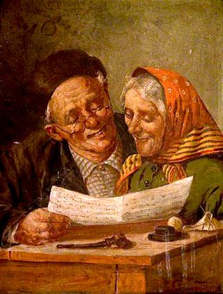 老年夫妇读书