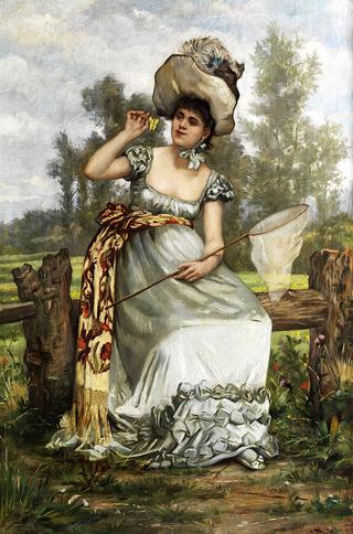 Young lady with butterfly
