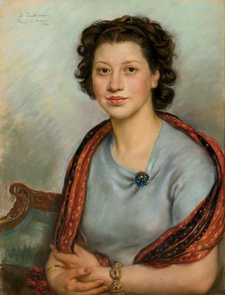 Portrait of Berta Popova in a Red Shawl