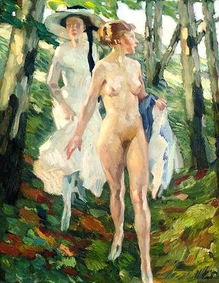 Two girls in the woods