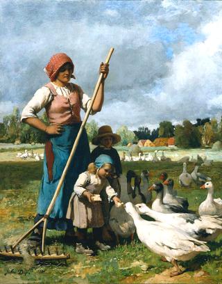 Children Feeding Geese