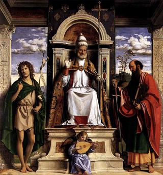 Saint Peter Enthroned with Saints John the Baptist and Paul