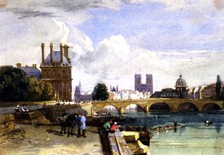 A View of the Pavillon de Flore and the Tuileries from the Seine, Notre Dame, Paris