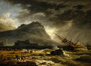 Midday:  A Ship Offshore Foundering in a Storm
