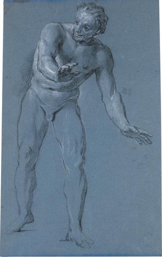 Standing Male Nude, Leaning Forward, with Arms Outstretched