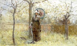 Lady among Cherry Trees