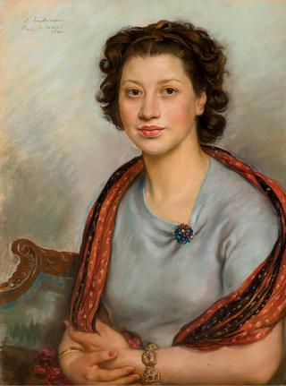 Portrait of Bertha Popoff in a red shawl