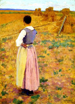 Peasant Woman and Haystacks, Giverny