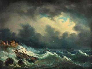 Sailboats at Stormy Sea