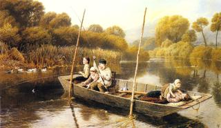 Boys Fishing from a Punt