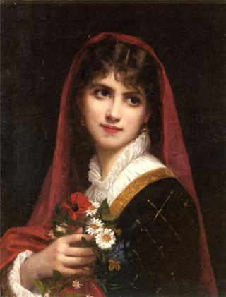 A Young Beauty Wearing A Red Veil