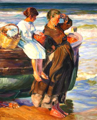 Mujer y niña en la playa de cullera