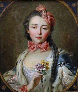 Portrait of a Woman Holding Flowers