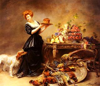 Allegorie De L'Automne: La Duchesse De Gramont Presente Un Etalage De Fruits Et De Giber