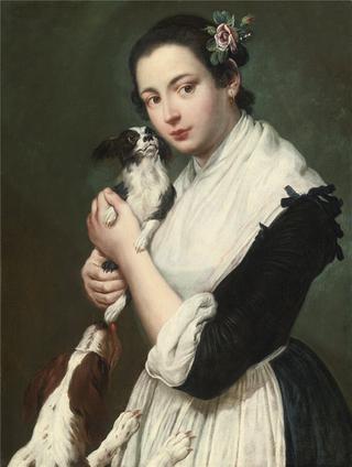 Young Lady with Two Dogs