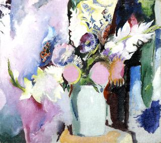 Still LIfe with Pansies and Gladiolas