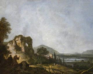 Classical Landscape with Monks Praying before a Ruin