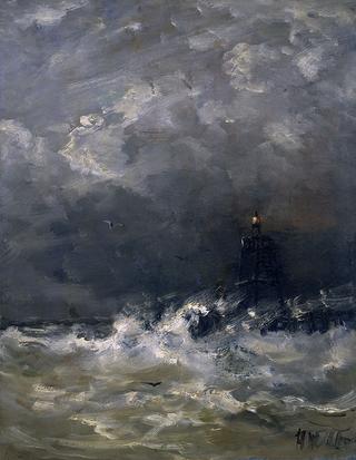 海浪中的灯塔