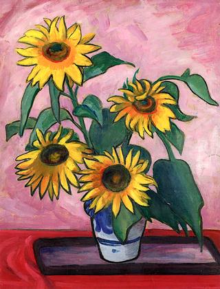 Sunflowers on Red