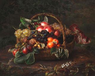 Still life with autumn fruit in a basket