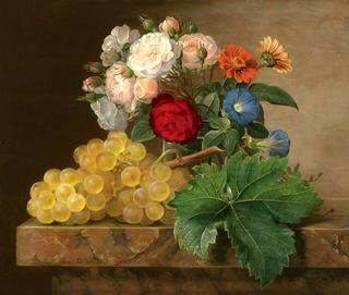Still Life with flowers and grapes