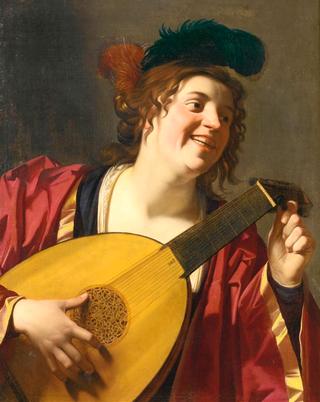 Woman Tuning a Lute
