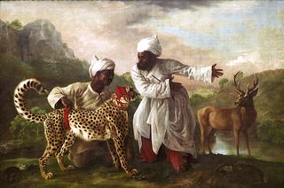 'Portrait of a Hunting Tiger': Cheetah with Two Indian Attendants and a Stag