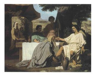 亚伯拉罕为他的三个访客洗脚