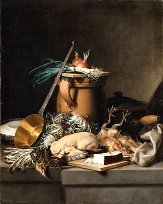 A Kitchen Still Life with Poultry, Vegetables, and Bread