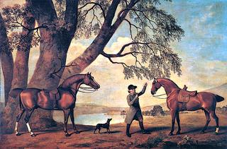 Two of Peter Beckford's Hunters with a Groom and Dog