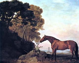 Sir Charles Bamfylde's Bay Horse on a Rocky Coast, with a Beacon Tower in the Background