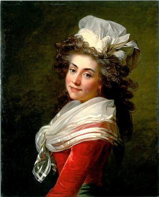 Portrait of the Marquise de Grécourt, née de la Fresnaye, in a red velvet dress