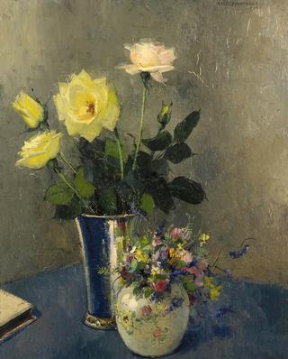 Still-life with Roses and Spring Flowers in Vases