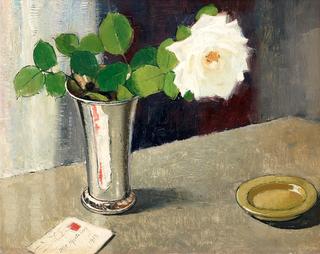Still-life with White Rose and a Letter