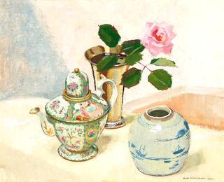 Still-life with Rose and Chinese Porcelain