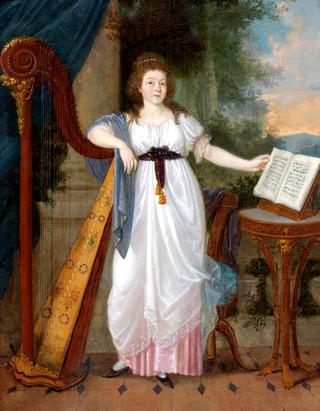 Portrait of a lady with a harp