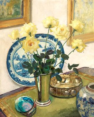 Still-life with Yellow Roses and Chinese Porcelain