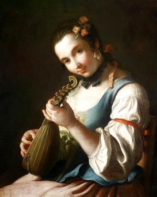 A Young woman playing a lute